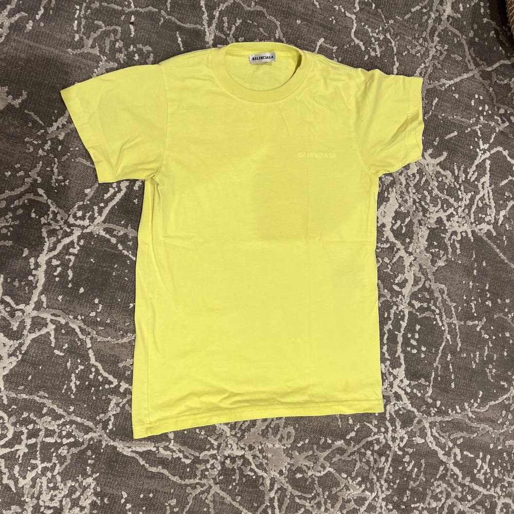 Gently worn Balenciaga logo yellow t-shirt